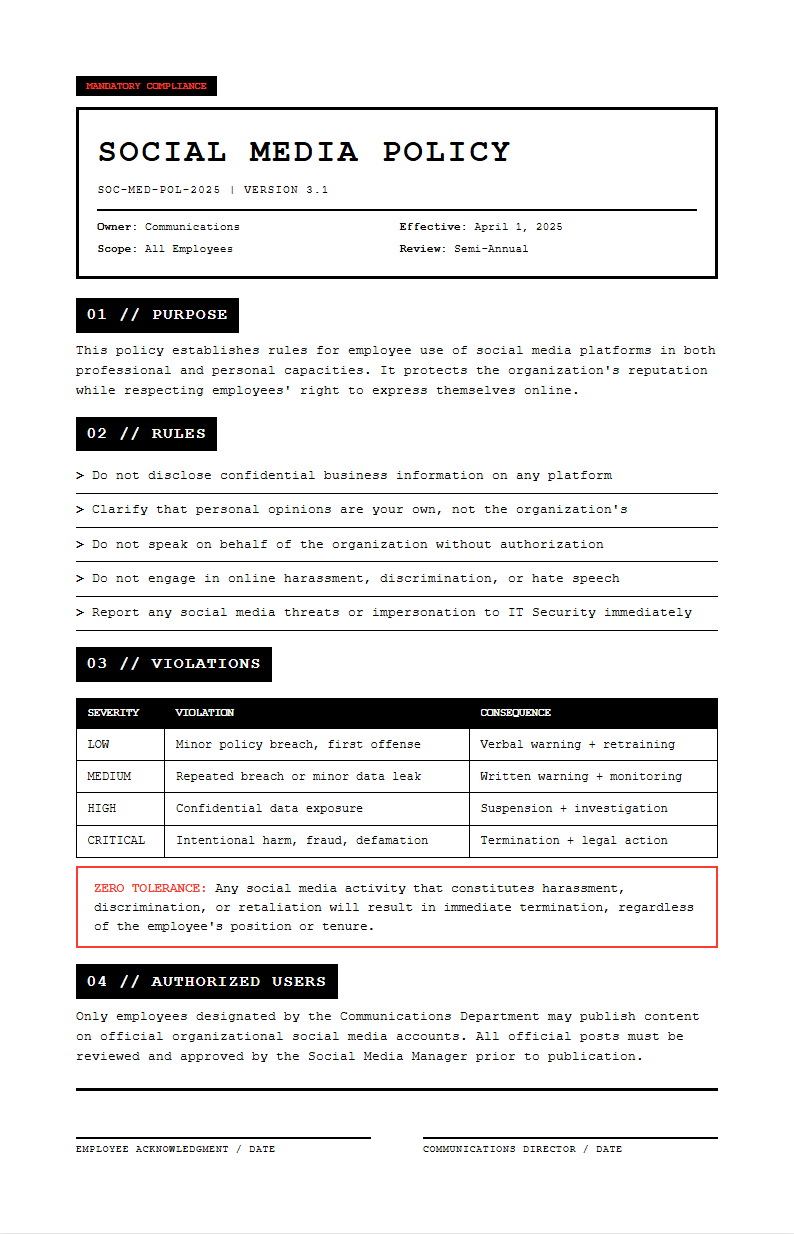 Neo brutalist policy with raw typography